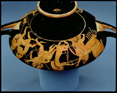 Attic red-figure cup decorated with a charioteer and warriors, by Oltos, c.510 BC by Greek